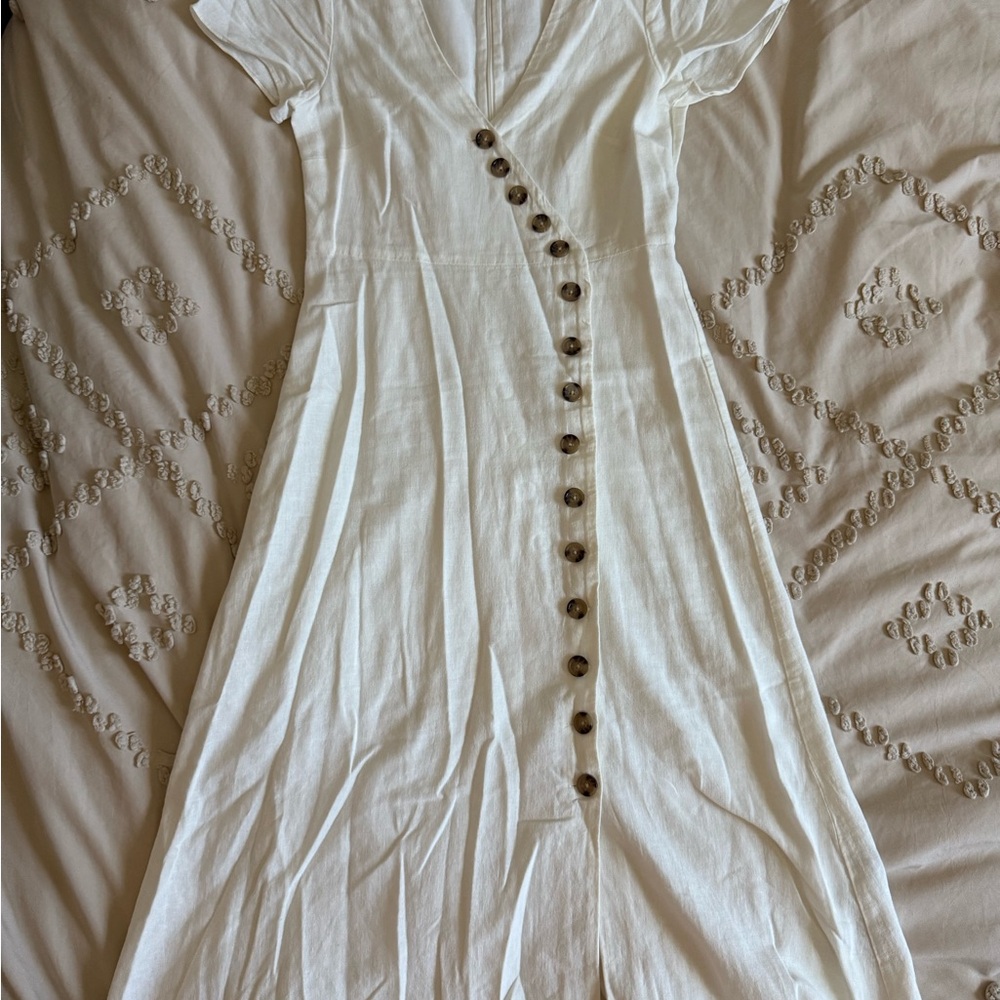 Madewell White Maxi Dress with Button Detail